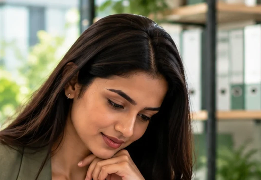 A solo founder planning her one person company at her desk